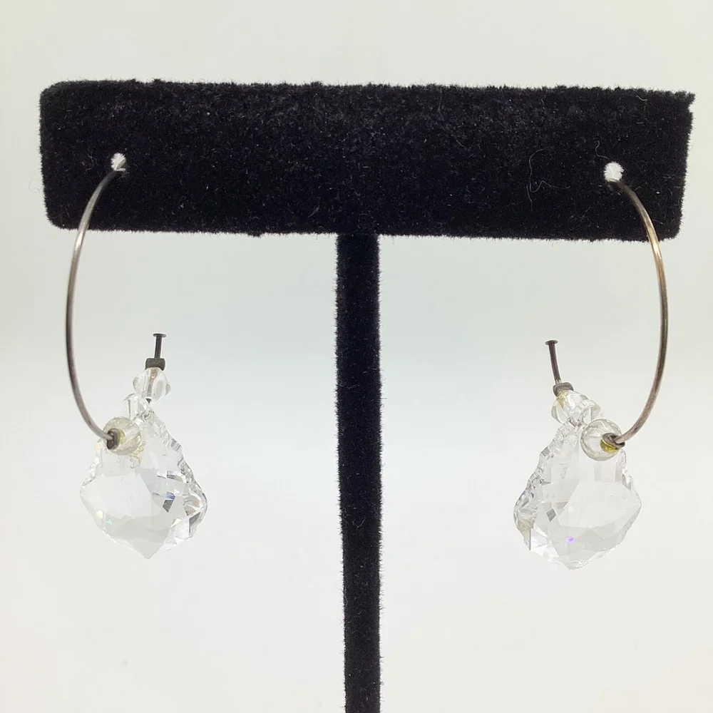 Half Hoop With Sparkly Crystal Pierced Earrings